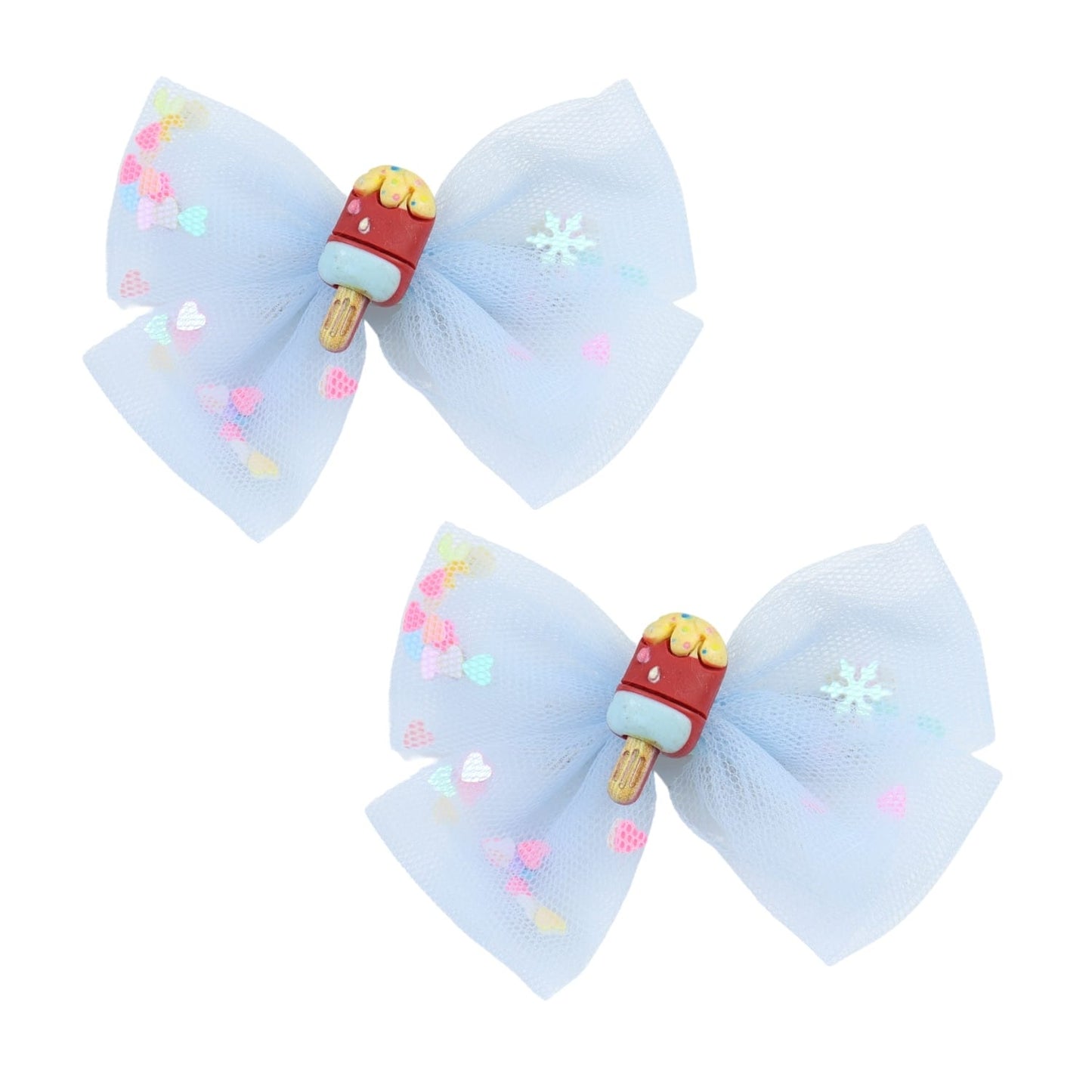 Ice-Cream Charm Set of 2 Bow Hair Clips