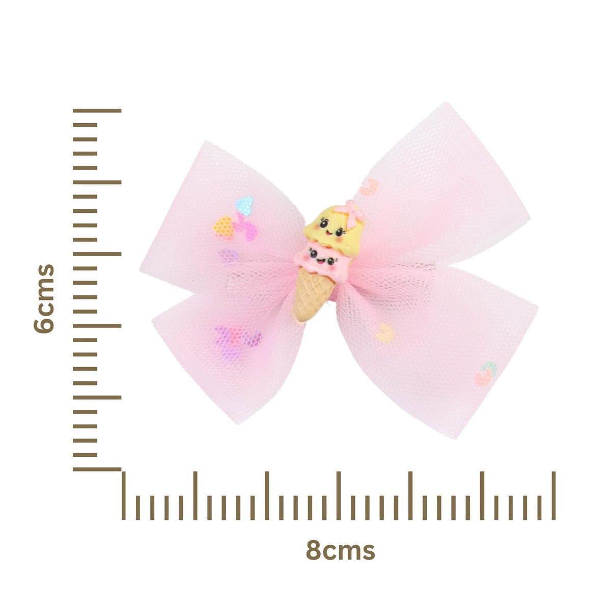 Smiling Ice-Cream Charm Set of 2 Bow Hair Clips