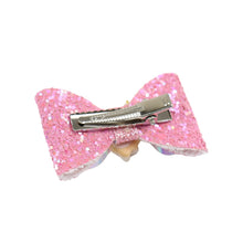 Load image into Gallery viewer, Ice-Cream Smiley Glitter Bow Set of 2 Hair Clips
