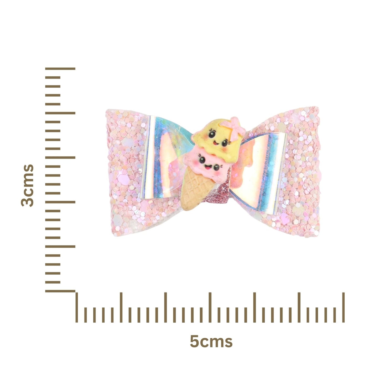 Ice-Cream Unicorn Glitter Bow Set of 2 Hair Clips
