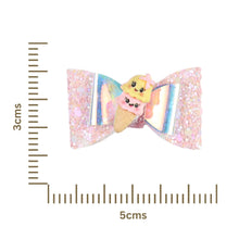 Load image into Gallery viewer, Ice-Cream Unicorn Glitter Bow Set of 2 Hair Clips
