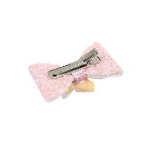 Load image into Gallery viewer, Ice-Cream Unicorn Glitter Bow Set of 2 Hair Clips
