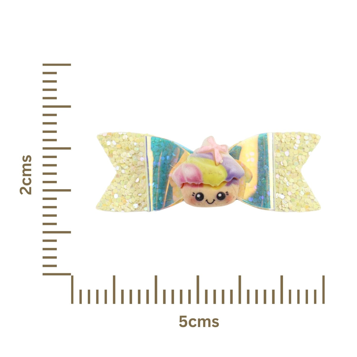 Unicorn Smiley Glitter Bow Set of 2 Hair Clips