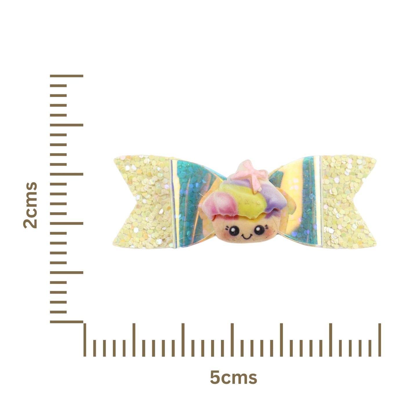 Unicorn Smiley Glitter Bow Set of 2 Hair Clips