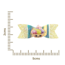 Load image into Gallery viewer, Unicorn Smiley Glitter Bow Set of 2 Hair Clips
