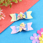 Unicorn Smiley Glitter Bow Set of 2 Hair Clips