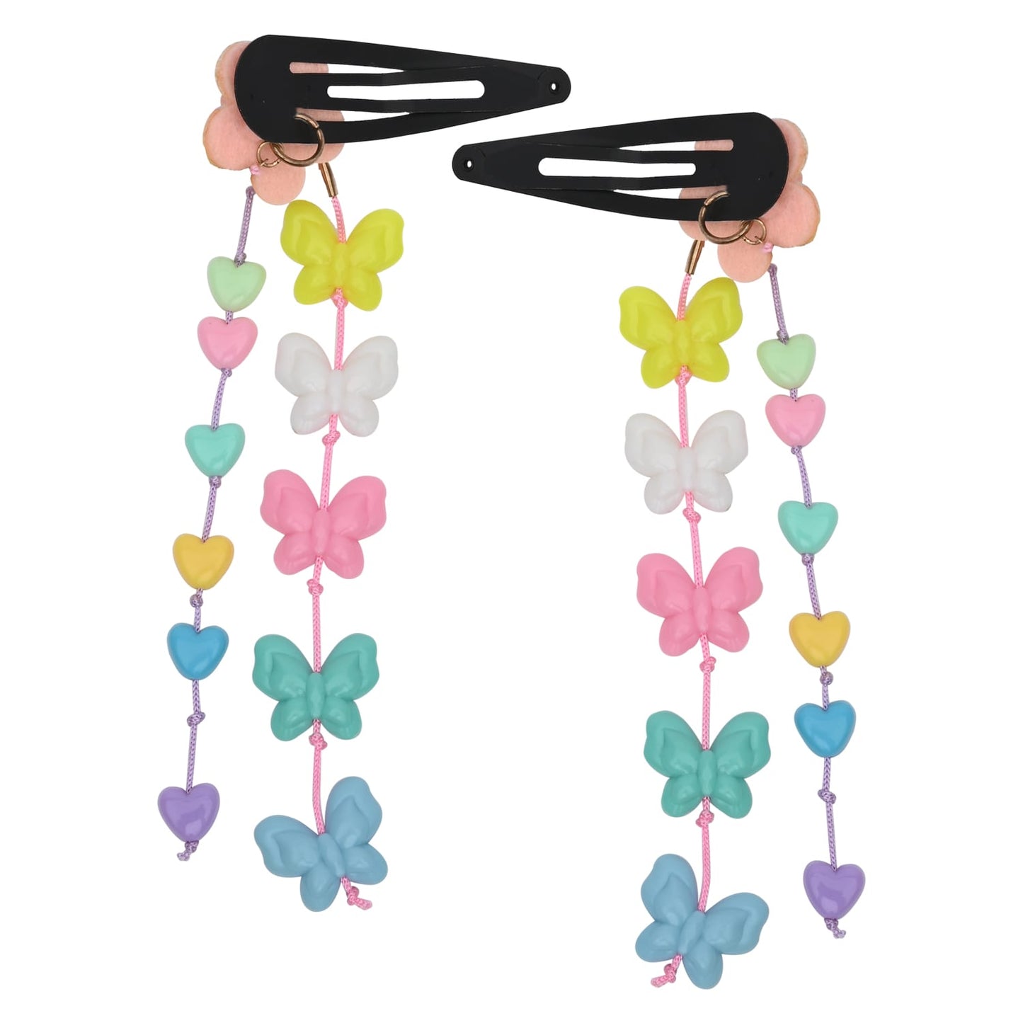 Glitter Star Butterfly Tassels Set of 2 Tic Tac Hair Clips