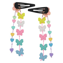 Load image into Gallery viewer, Glitter Star Butterfly Tassels Set of 2 Tic Tac Hair Clips
