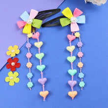 Load image into Gallery viewer, Pinwheel Heart Tassels Set of 2 Tic Tac Hair Clips 
