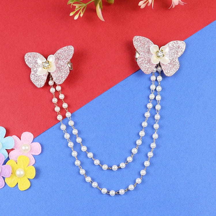 Butterfly Glitter Charm Beaded Hair Clip  Trendy Girls Hair Accessory for Rakhi & Gifting