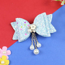 Load image into Gallery viewer, Floral Charm Glitter Bow Tassel Hair Clip  Trendy Girls Hair Accessory for Rakhi &amp; Gifting
