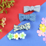 Set of 4 Fabric Bow Hair Clips  Trendy Girls Hair Accessory for Rakhi & Gifting