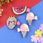 Set of 4 Glitter Fabric Hair Clips  Trendy Girls Hair Accessory for Rakhi & Gifting