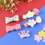 Set of 5 Fabric Resin Hair Clips  Trendy Girls Hair Accessory for Rakhi & Gifting
