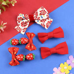 Set of 5 Fabric Resin Bow Hair Clips  Trendy Girls Hair Accessory for Rakhi & Gifting
