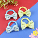 Set of 4 Fabric Bow Hair Ties  Trendy Girls Hair Accessory for Rakhi & Gifting