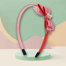 Load image into Gallery viewer, Floral Charm Glitter Bow Hair Band  Trendy Girls Hair Accessory for Rakhi &amp; Gifting
