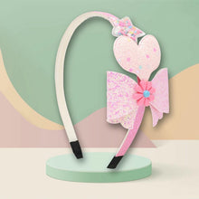 Load image into Gallery viewer, Glitter Bow Heart Motif Hair Band  Trendy Girls Hair Accessory for Rakhi &amp; Gifting
