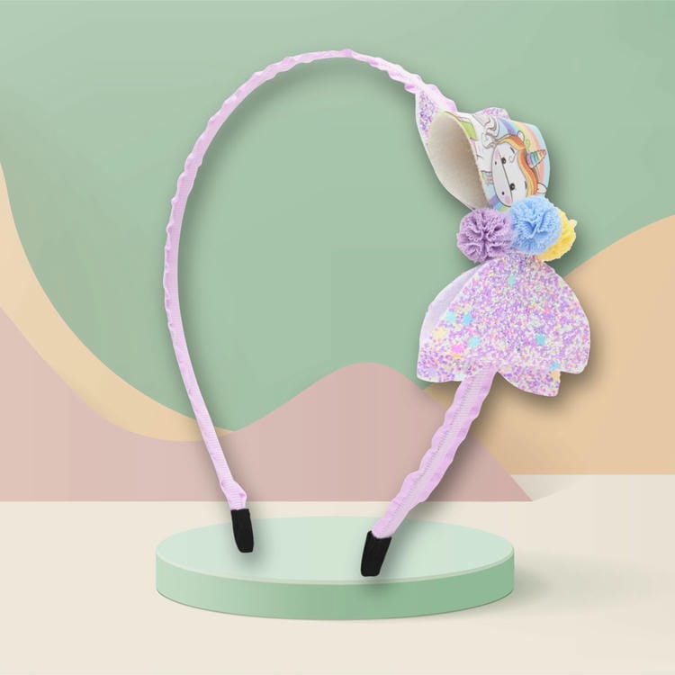 Glitter Unicorn Bow Hair Band  Trendy Girls Hair Accessory for Rakhi & Gifting