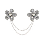 Silver Crystal Studded Beaded Hair Clip worn in hair, showing the crystal studding