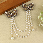 Gold Crystal Studded Butterfly Beaded Hair Clip, laid flat