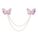 Pink Butterfly Glitter Hair Clip worn in hair, showing the glitter finish on the butterfly