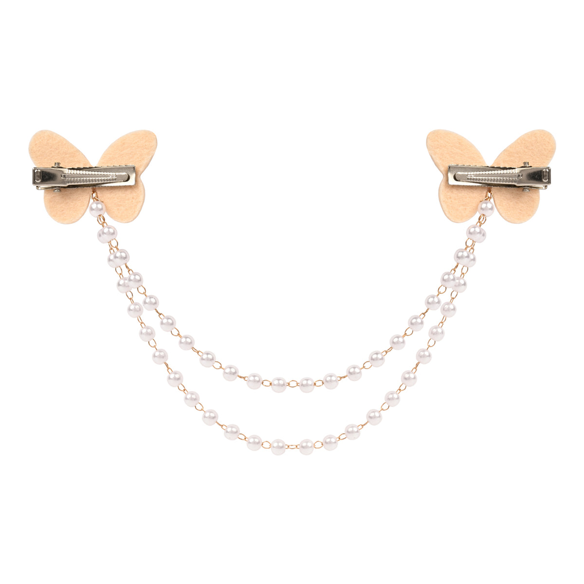 Close-up of the glitter finish on the butterfly on the pink clip