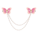 Pink Butterfly Glitter Hair Clip worn in hair, showing the glitter finish on the butterfly