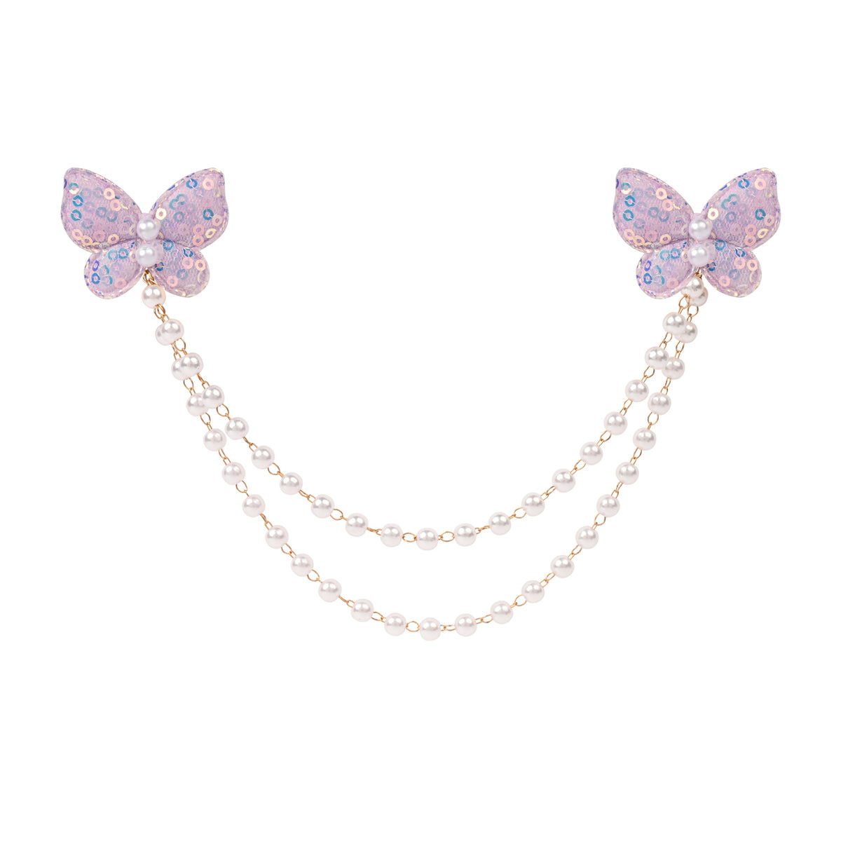 Purple Butterfly Glitter Hair Clip worn in hair, showing the glitter finish on the butterfly