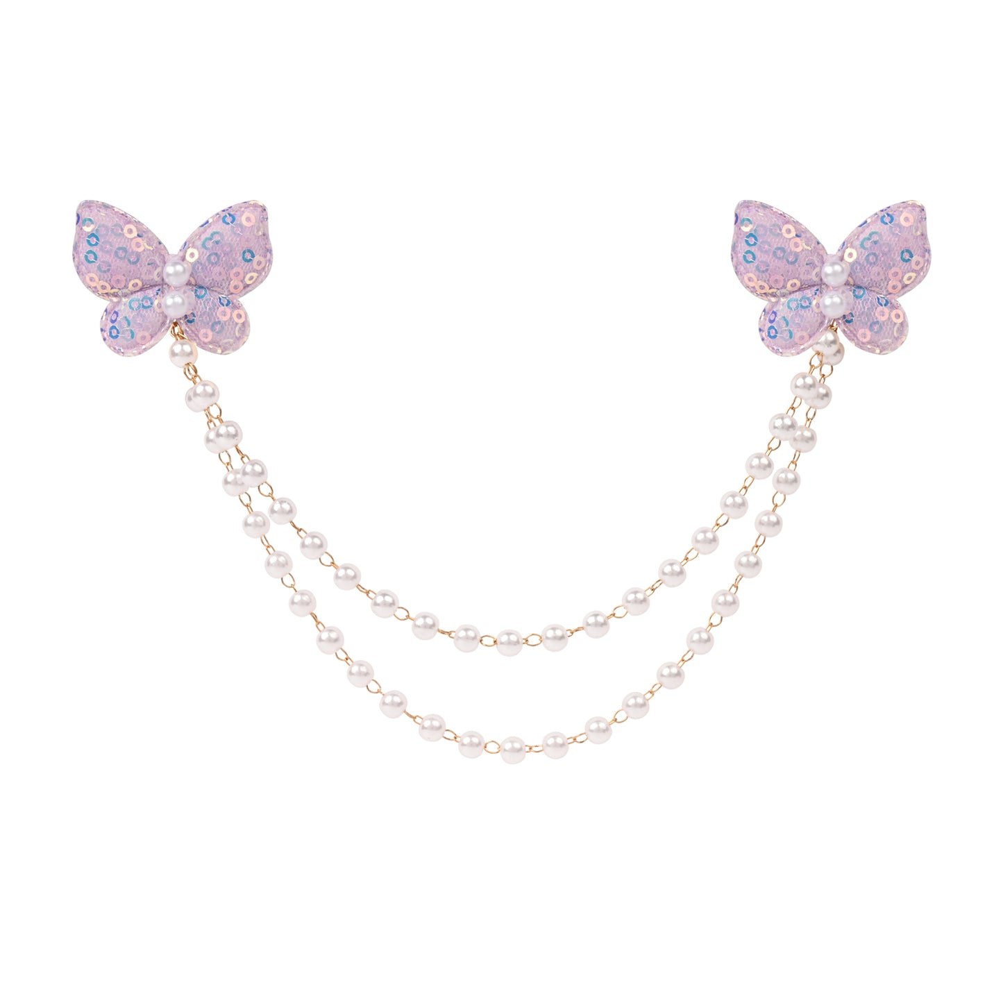 Purple Butterfly Glitter Hair Clip worn in hair, showing the glitter finish on the butterfly