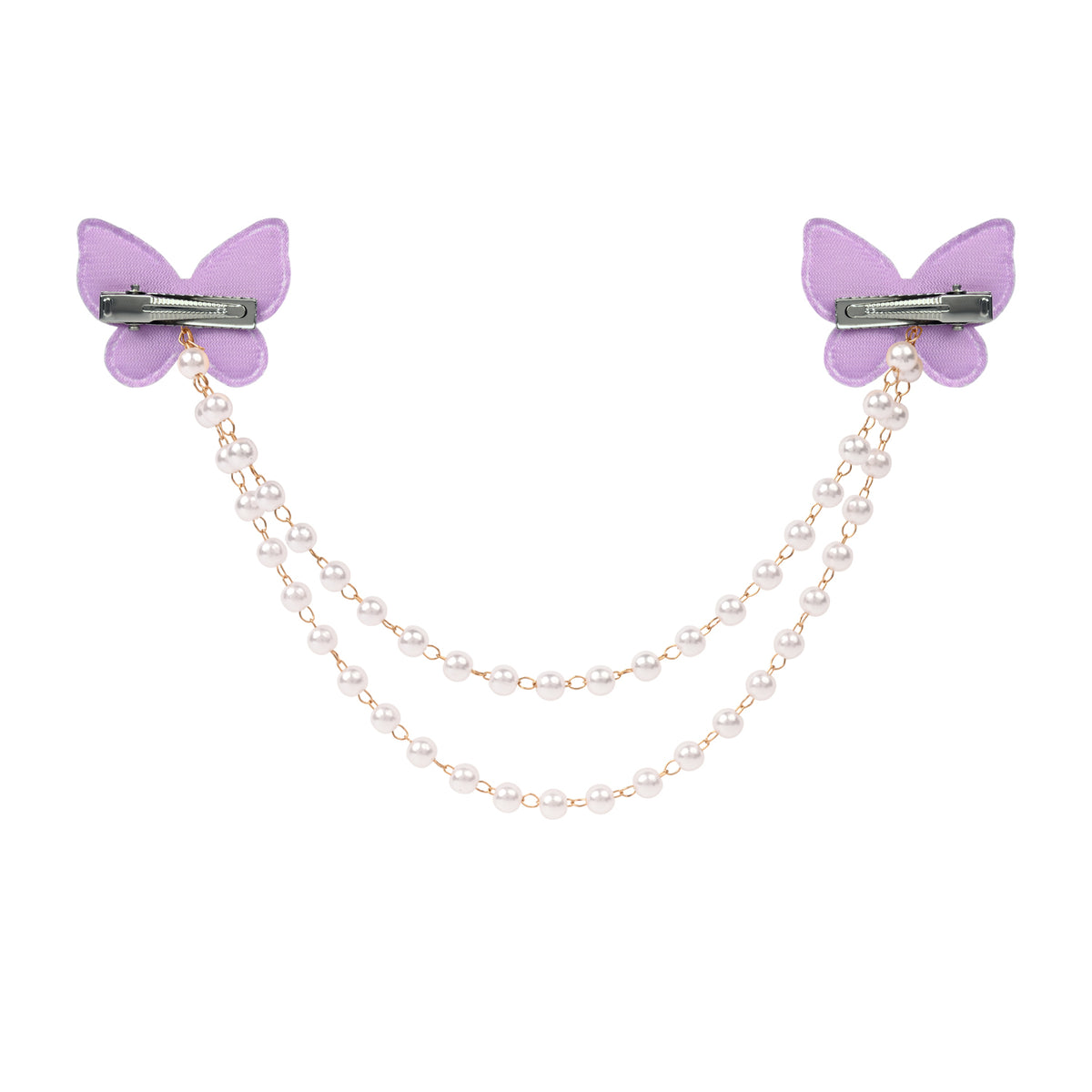 Close-up of the glitter finish on the butterfly on the purple clip