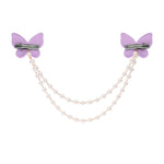 Close-up of the glitter finish on the butterfly on the purple clip