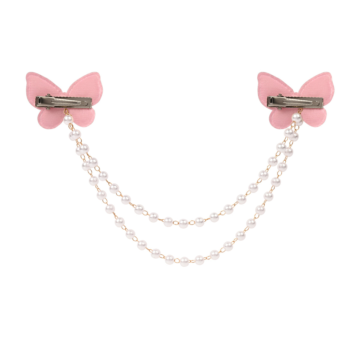 Close-up of the glitter finish on the butterfly on the pink clip