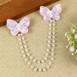 Pink Butterfly Glitter Hair Clip, laid flat