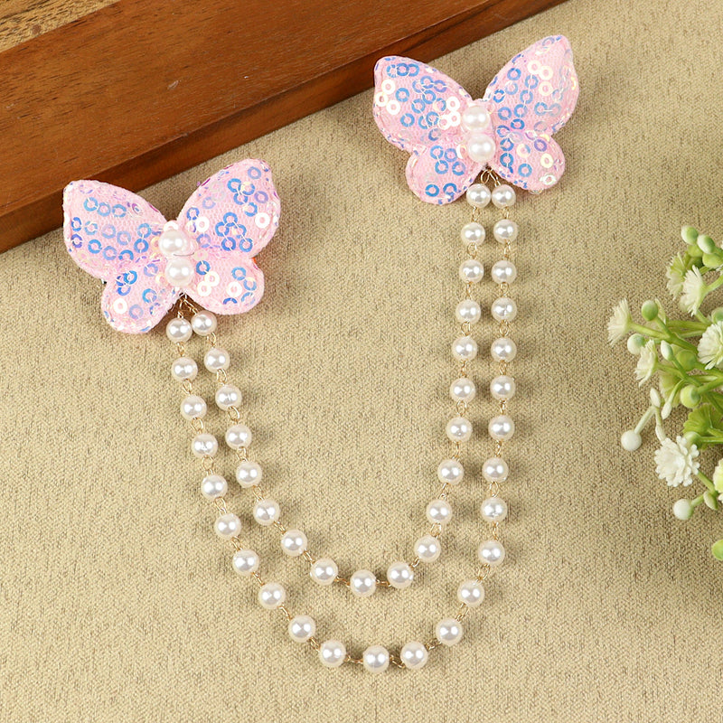 Pink Butterfly Glitter Hair Clip, laid flat
