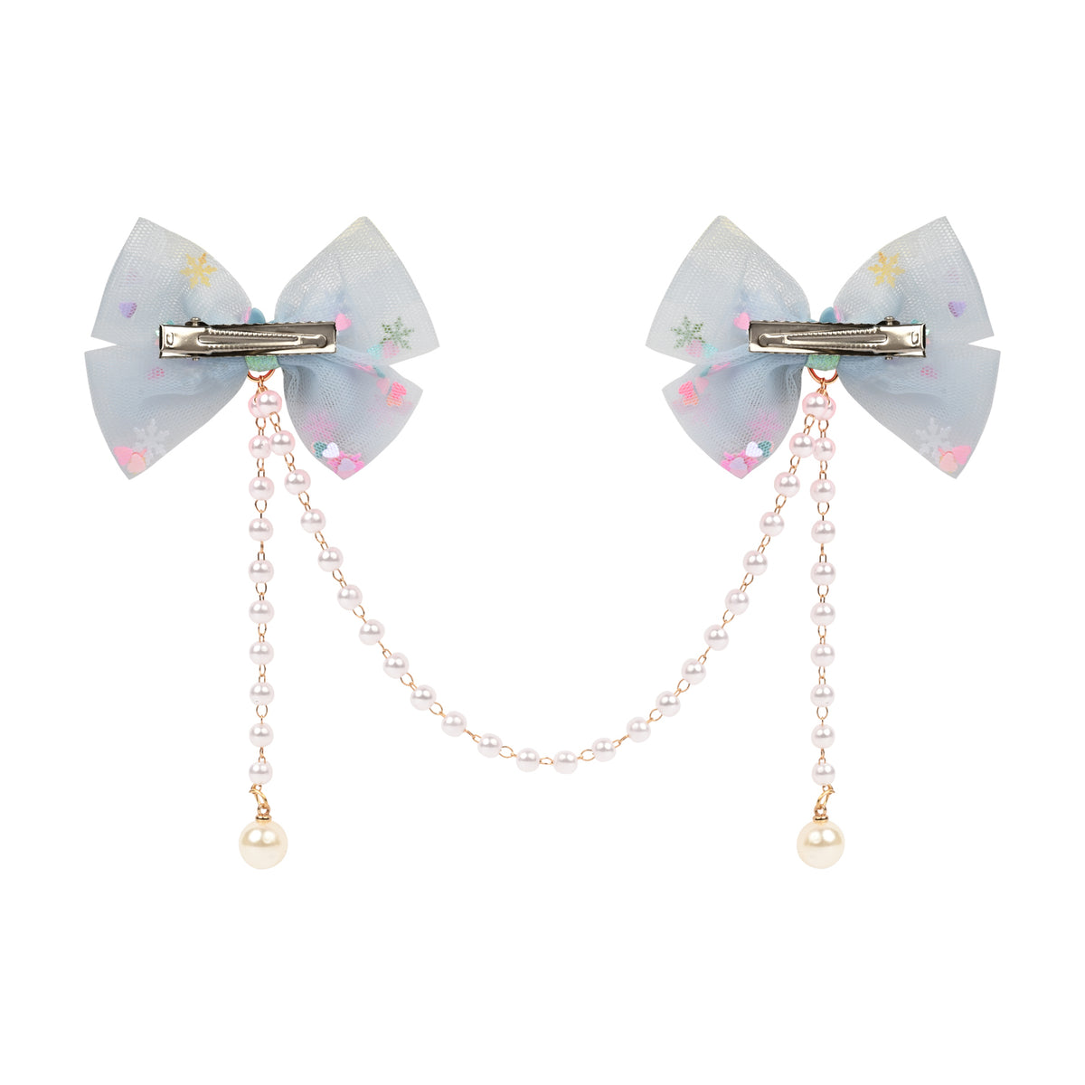 Close-up of the tassel drop on the blue clip