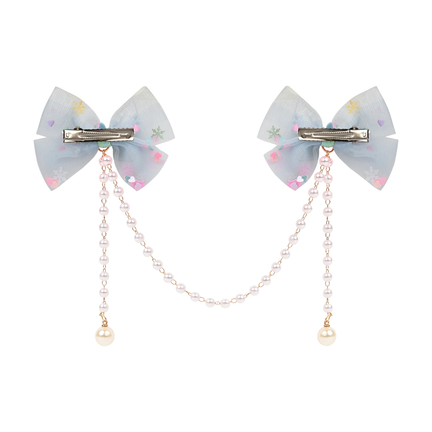 Close-up of the tassel drop on the blue clip