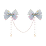Close-up of the tassel drop on the blue clip