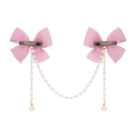 Close-up of the tassel drop on the pink clip