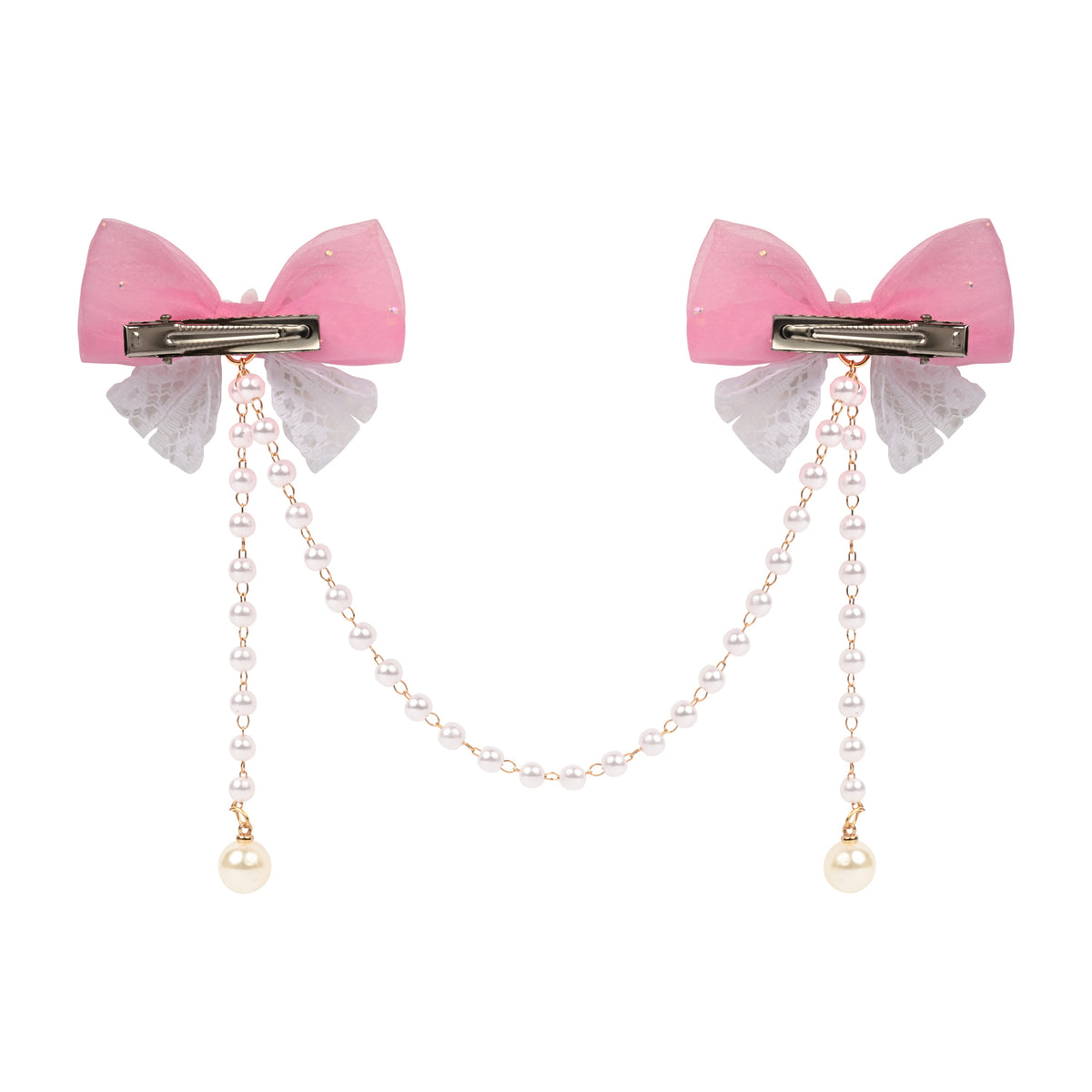 Close-up of the tassel drop on the pink clip