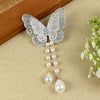 Silver Butterfly Beaded Tassel Hair Clip, laid flat