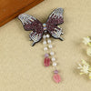 Purple Butterfly Beaded Tassel Hair Clip, laid flat