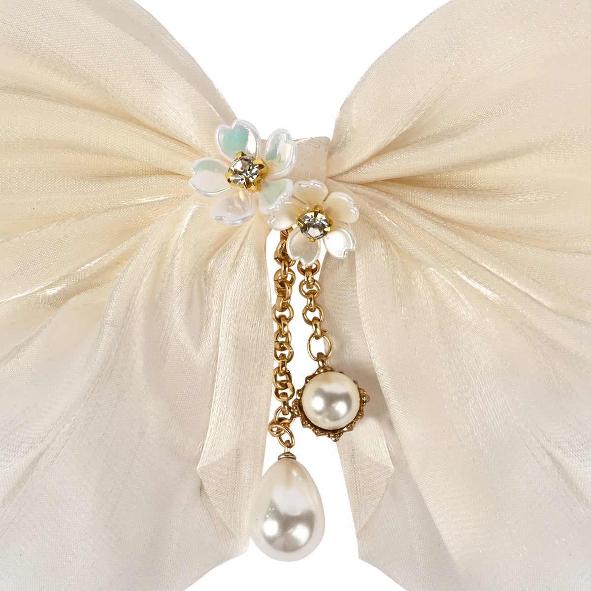 White Bow Tassels Hair Clip