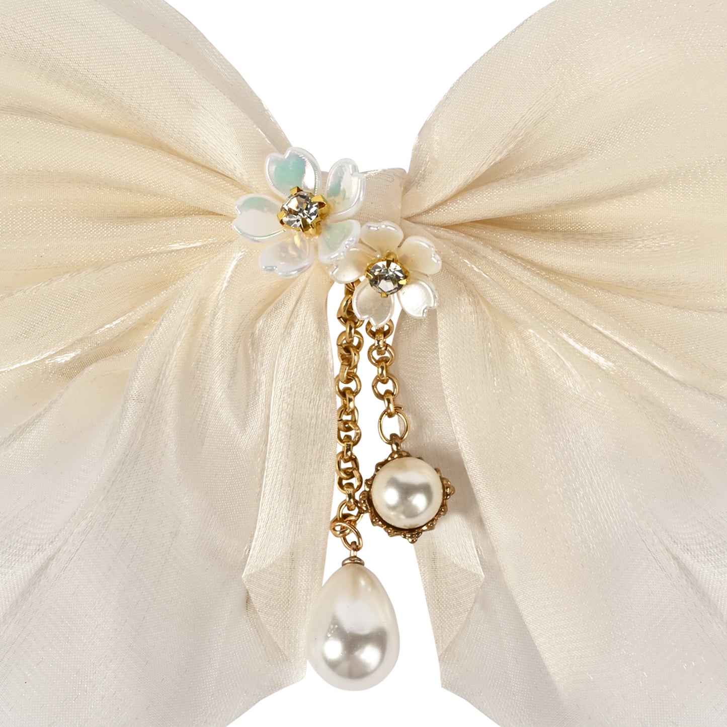White Bow Tassels Hair Clip
