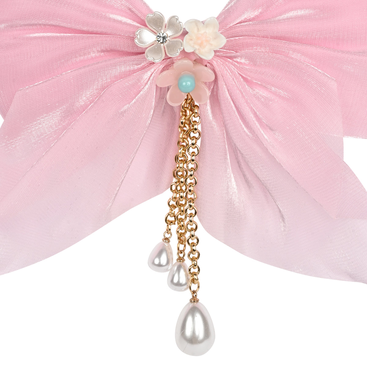 Pink Bow Tassels Hair Clip