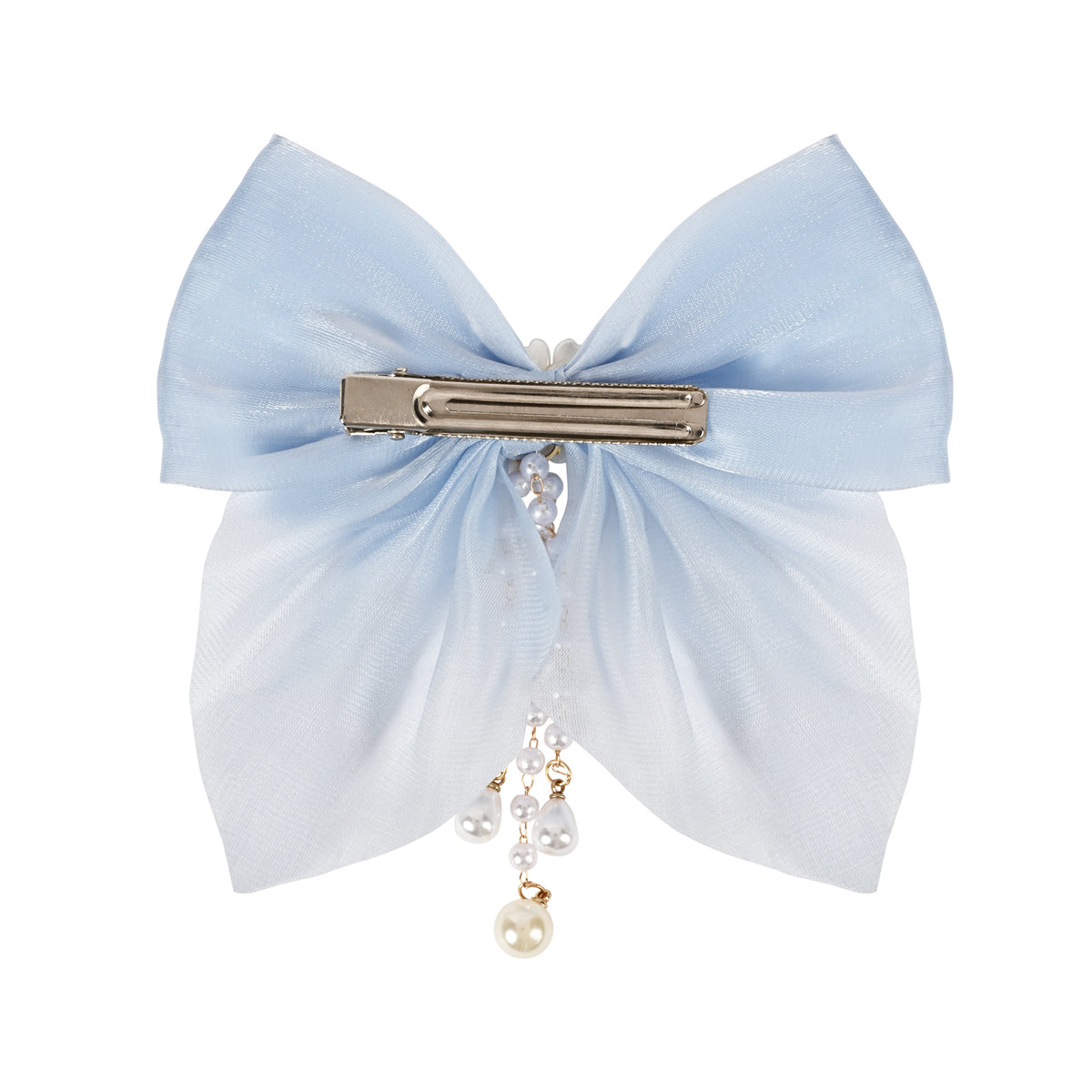 Close-up of the tassel drop on the blue clip