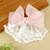 Pink Floral Charm Bow Hair Clip, laid flat