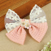 Pink Floral Charm Bow Hair Clip, laid flat