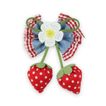 Red and Blue Bow Tassels Hair Clip worn in hair, showing the tassel drop