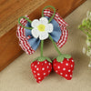 Red and Blue Bow Tassels Hair Clip, laid flat